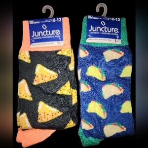 Men's Pizza and Taco Socks - Black and Blue